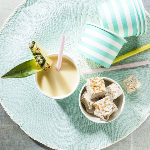Coconut halva with iced tea