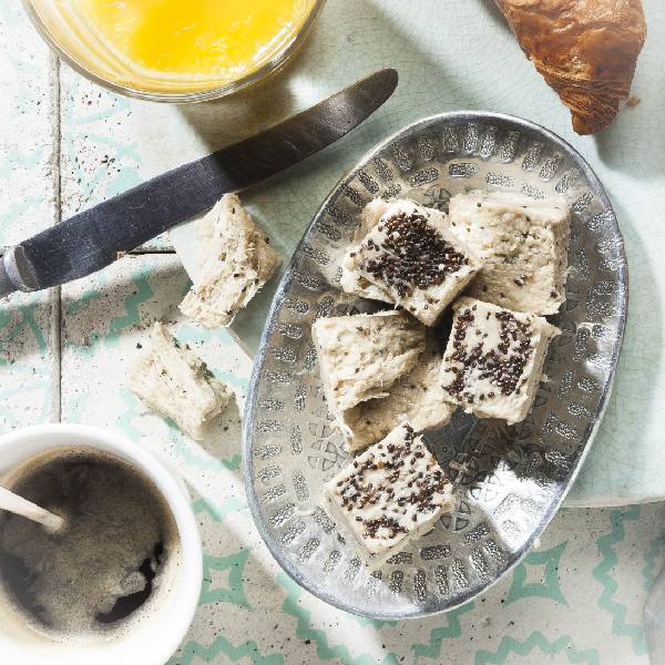 Halva with toast and coffee