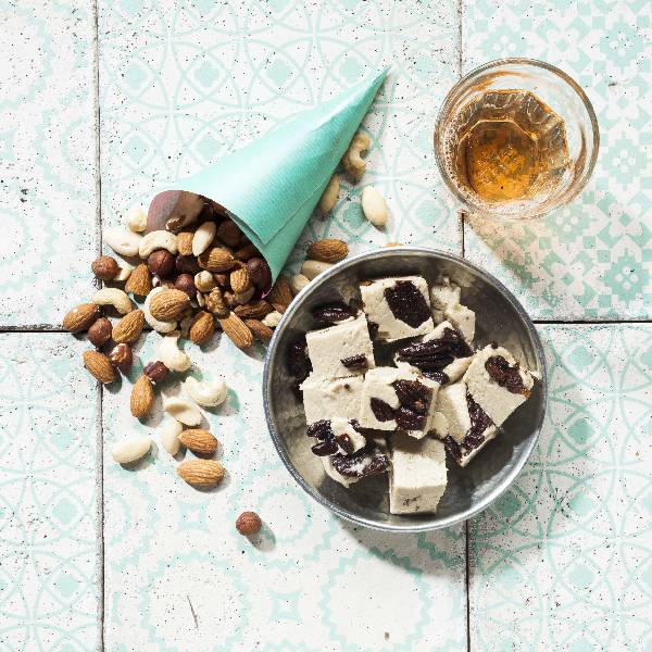 Berry halva and nut platter